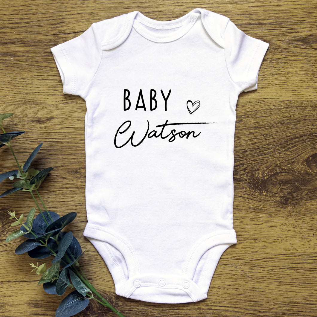 Personalised Surname Heart Baby Grow